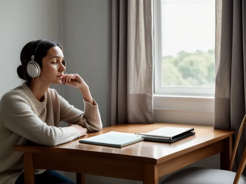 Smartphone avec un audio d'hypnose en pratique, posé à côté d'un casque, pour changer une habitude