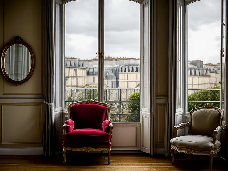 Rue pluvieuse vue depuis une fenêtre, calme retrouvé après une séance d'hypnose