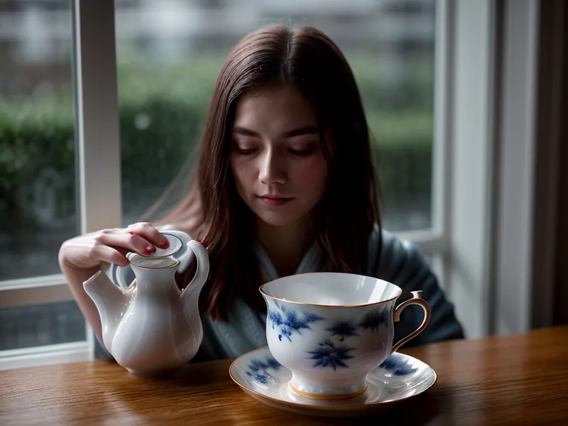 Mains autour d'une tasse de thé lors d'un soir calme, après une nuit sans cauchemar grâce à l'hypnose du sommeil